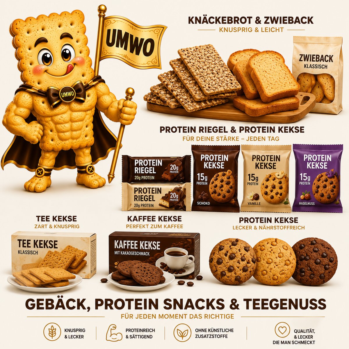 GEBÄCK, PROTEIN SNACKS & TEEGENUSS